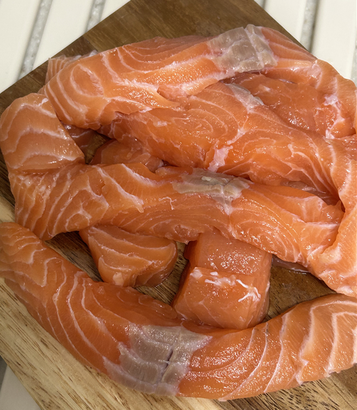 연어의 단면, 마블링이 잘 보이는 근접 접사 사진